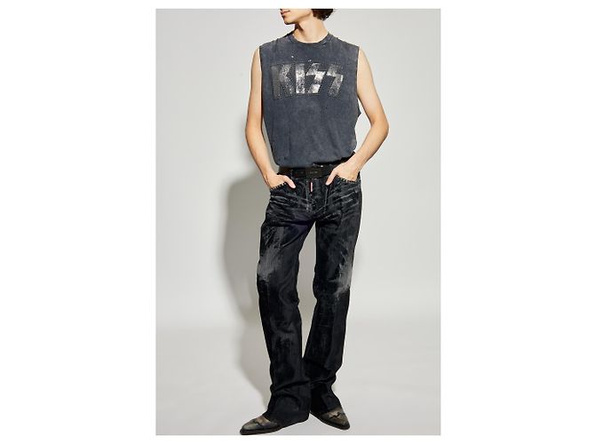 Jeans Carrot Stretch Dsquared2 X KISS neri da uomo - vista 2