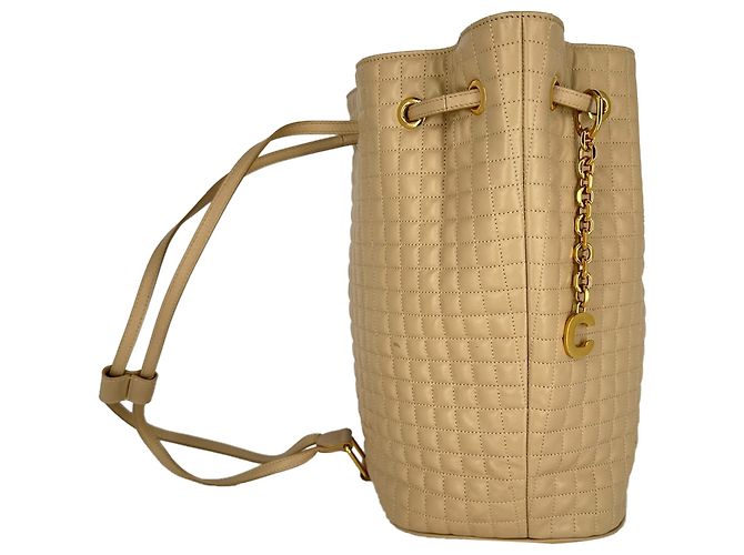 Céline Celine Small C Charm gesteppter Rucksack aus beigem Leder - Ansicht 2
