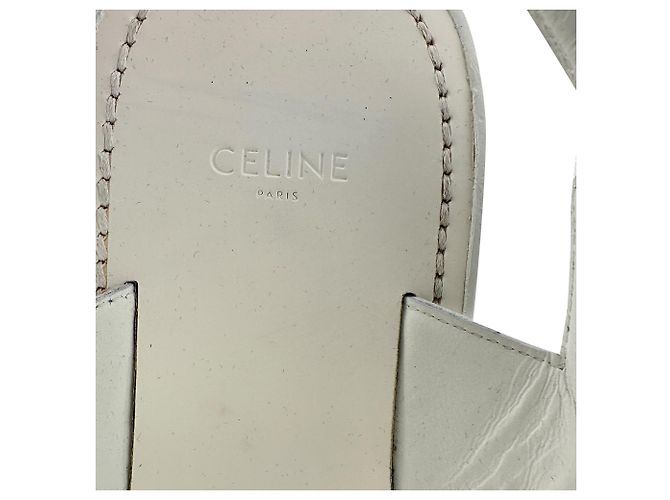 Céline Sandali con cinturino Leo di Celine in pelle bianca - vista 13