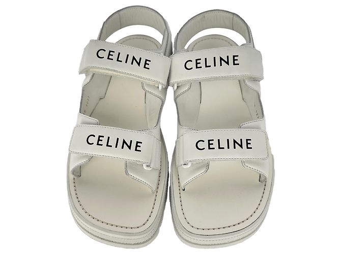 Céline Sandali con cinturino Leo di Celine in pelle bianca - vista 2