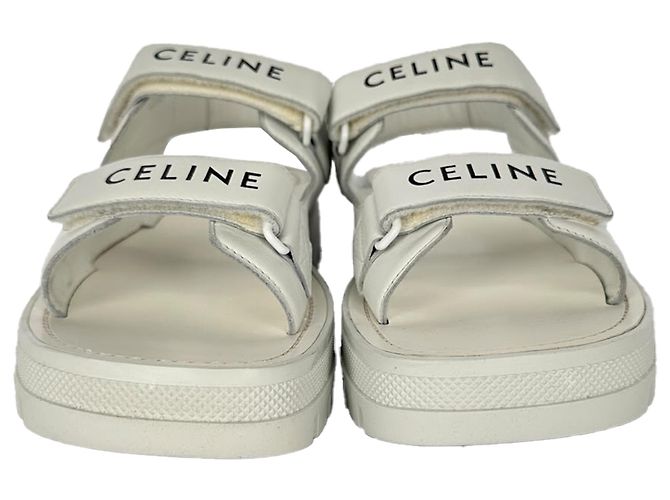 Céline Sandali con cinturino Leo di Celine in pelle bianca - vista 4
