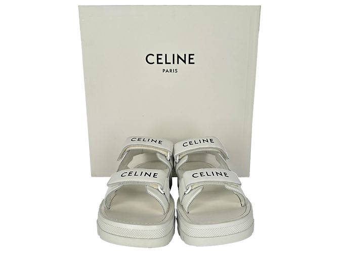 Céline Sandali con cinturino Leo di Celine in pelle bianca - vista 8