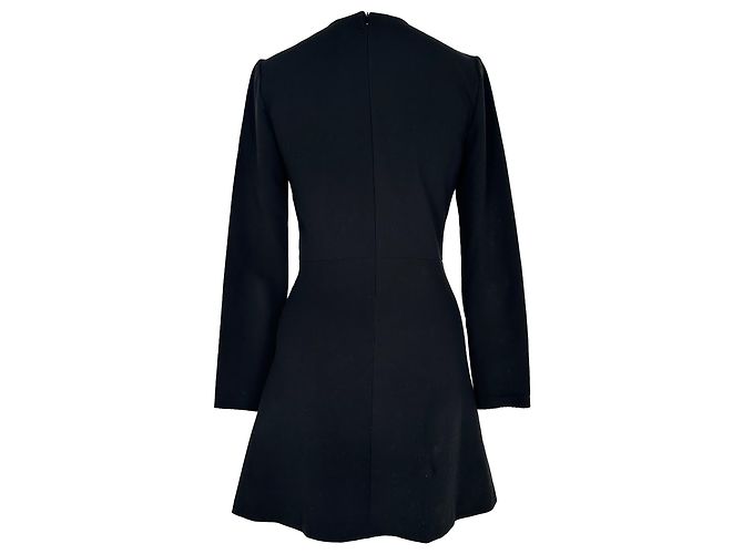 Sandro Langarm-Minikleid aus schwarzem Polyester - Ansicht 7