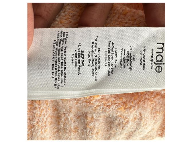 Maje Rundhals-Pullover aus orangefarbener Baumwolle - Ansicht 5