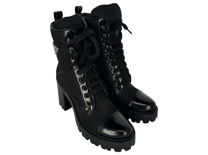 Botas de combate Prada Re-Nylon en nailon negro - vista 18