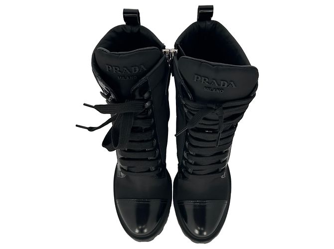 Botas de combate Prada Re-Nylon en nailon negro - vista 19