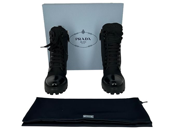 Botas de combate Prada Re-Nylon en nailon negro - vista 4