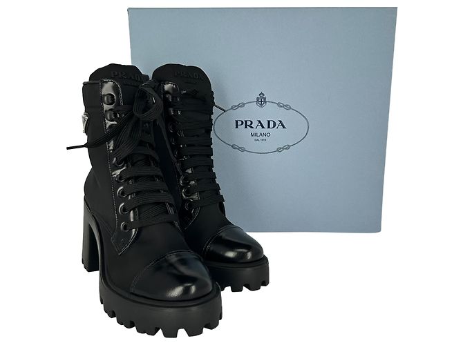Botas de combate Prada Re-Nylon en nailon negro - vista 5