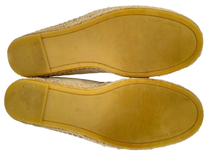 Espadrillas basse Tory Burch Logo in pelle beige - vista 11