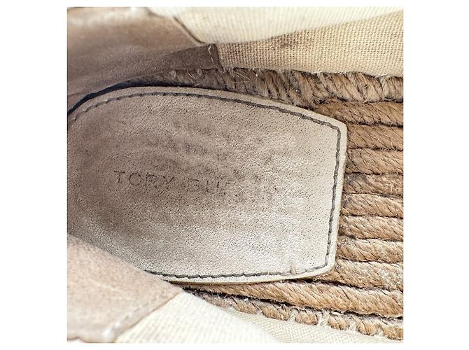 Espadrillas basse Tory Burch Logo in pelle beige - vista 8