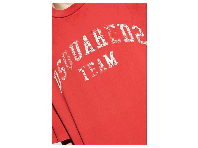T-shirt rossa con logo Dsquared2 in cotone - vista 5