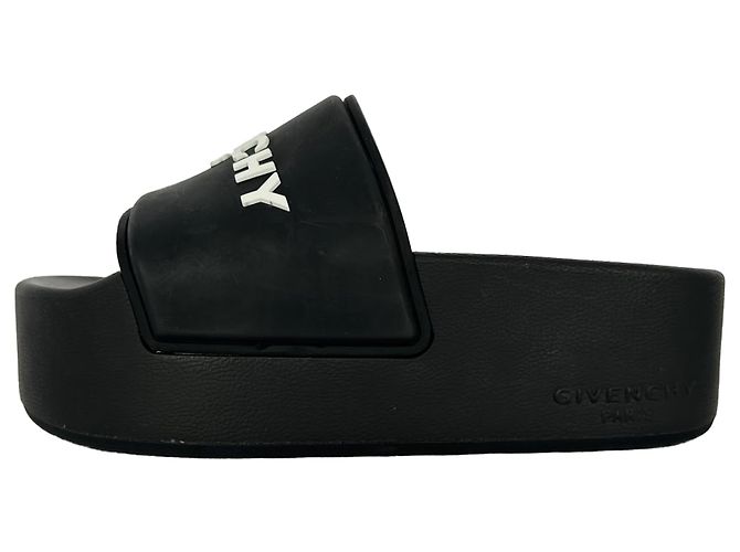 Givenchy Logo Platform Slide Sandals in Black Rubber - view 10