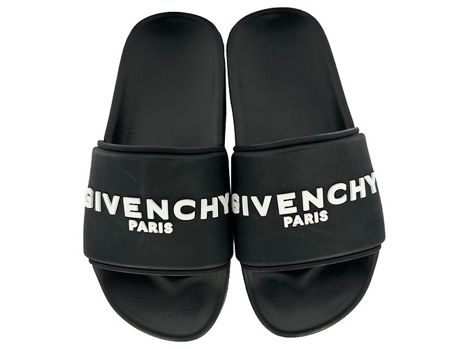 Givenchy Logo Platform Slide Sandals in Black Rubber - view 13