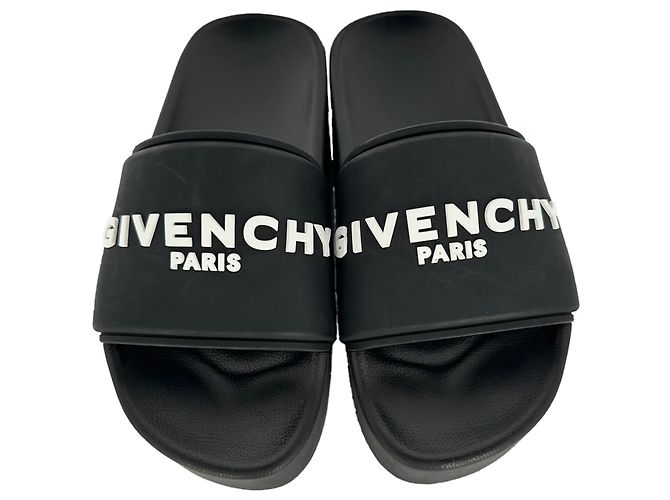 Givenchy Logo Platform Slide Sandals in Black Rubber - view 14