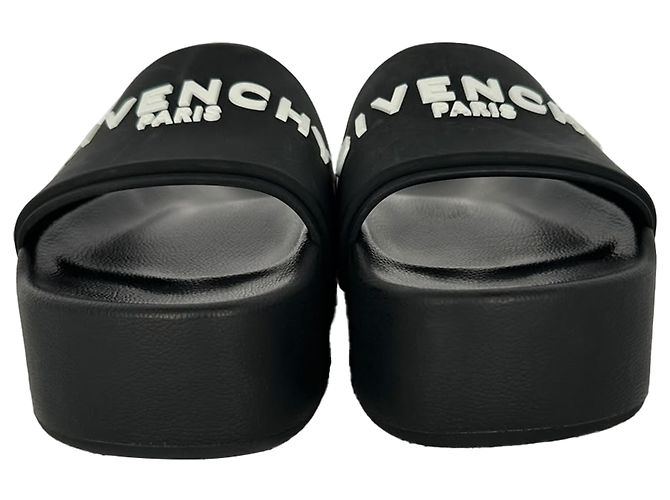 Givenchy Logo Platform Slide Sandals in Black Rubber - view 2