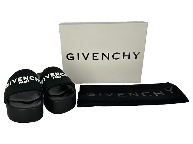 Givenchy Logo Platform Slide Sandals in Black Rubber - view 4