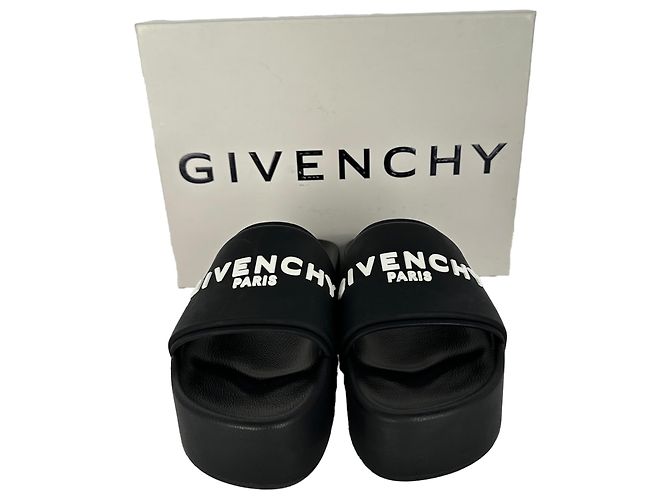 Givenchy Logo Platform Slide Sandals in Black Rubber - view 5