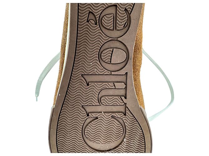 Sneakers alte Chloé Kick in camoscio marrone e bianco - vista 18