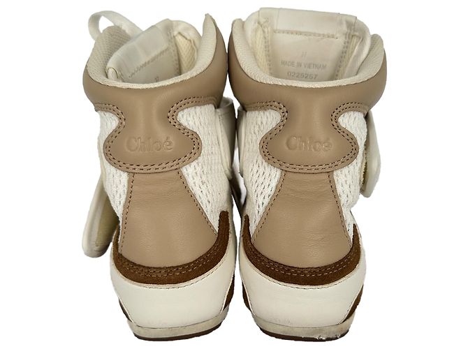 Sneakers alte Chloé Kick in camoscio marrone e bianco - vista 7