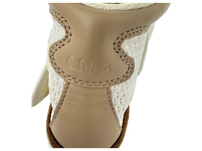 Sneakers alte Chloé Kick in camoscio marrone e bianco - vista 8