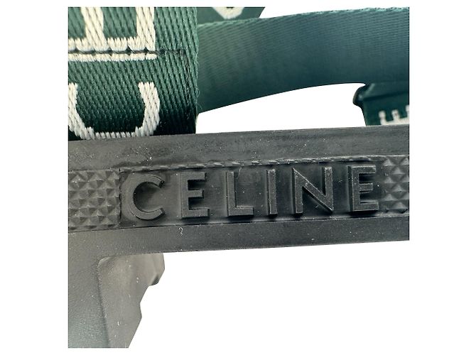 Céline Sandali con cinturino Celine Leo in tela verde - vista 10