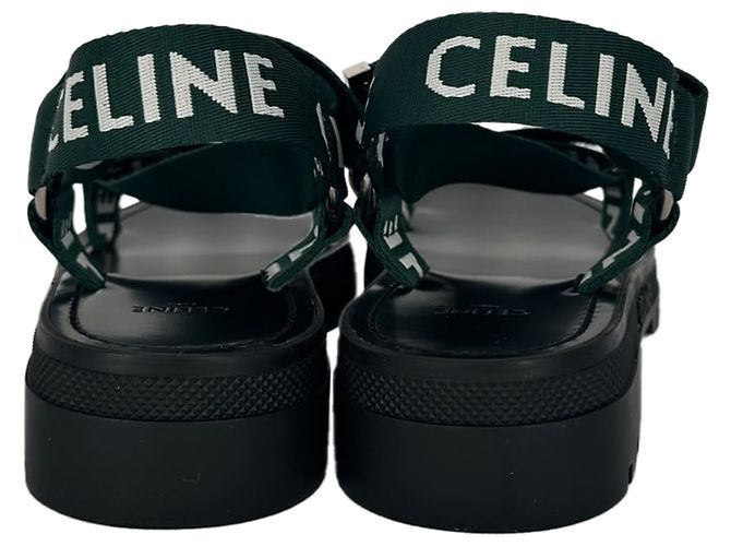 Céline Sandali con cinturino Celine Leo in tela verde - vista 16