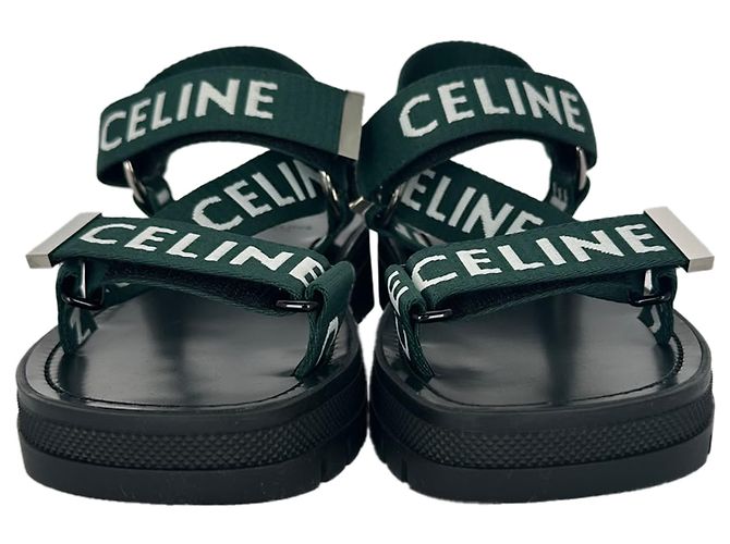 Céline Sandali con cinturino Celine Leo in tela verde - vista 3