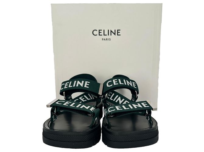 Céline Sandali con cinturino Celine Leo in tela verde - vista 8