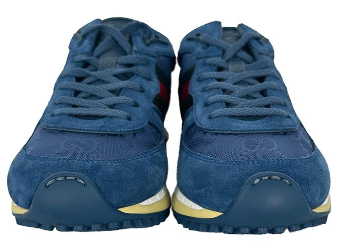 Sneakers Gucci Re-Motion in nylon blu e camoscio - vista 2