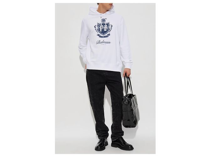 Balmain Hoodie aus weißer Baumwolle - Ansicht 2
