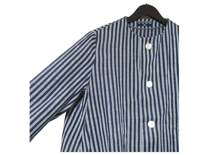Autre Marque Abrigo sin cuello de rayas 45R - vista 3