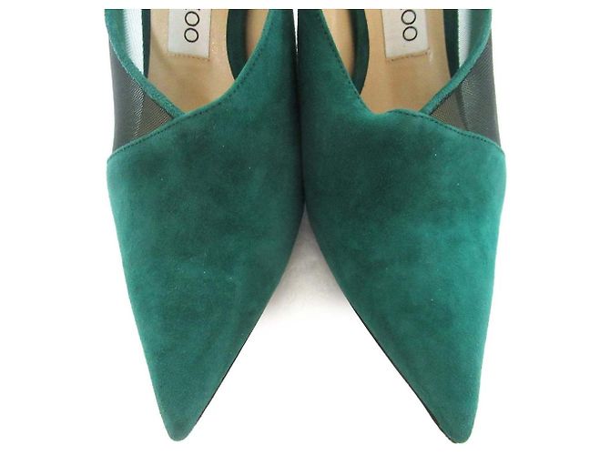 Décolleté a punta in camoscio e mesh Jimmy Choo - vista 4