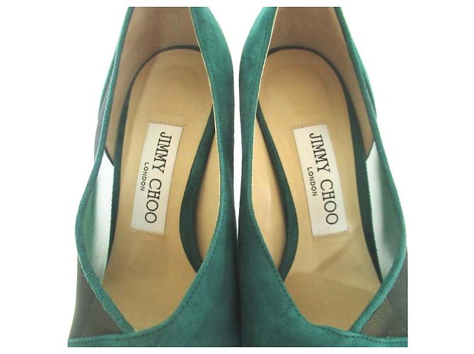 Décolleté a punta in camoscio e mesh Jimmy Choo - vista 8