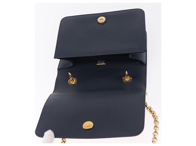 Chloé Chloe Chain Shoulder Bag Leather Navy Gold - vista 17