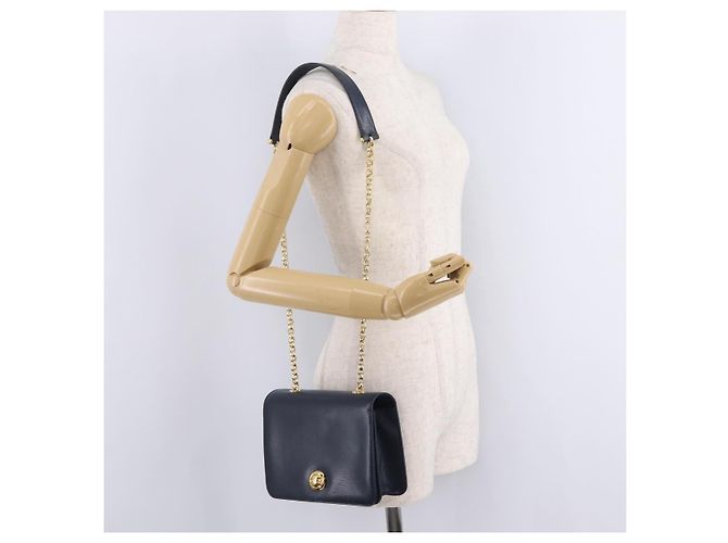 Chloé Chloe Chain Shoulder Bag Leather Navy Gold - vista 26