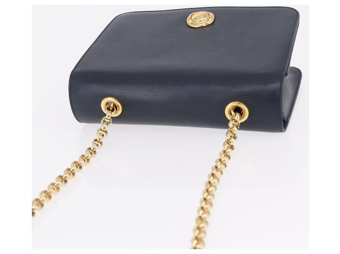 Chloé Chloe Chain Shoulder Bag Leather Navy Gold - vista 7