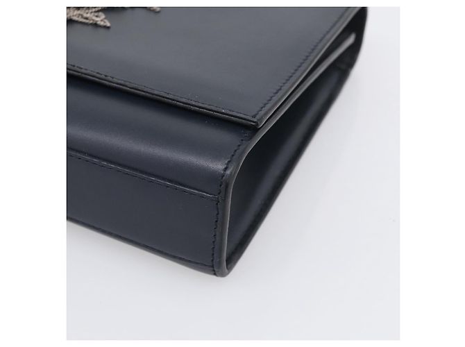 Autre Marque Saint Laurent Kate Chain Shoulder Bag Leather Navy Silver - vista 10