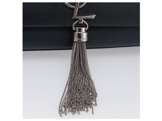 Autre Marque Saint Laurent Kate Chain Shoulder Bag Leather Navy Silver - vista 14