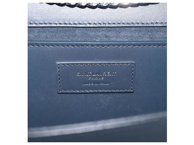Autre Marque Saint Laurent Kate Chain Shoulder Bag Leather Navy Silver - vista 18