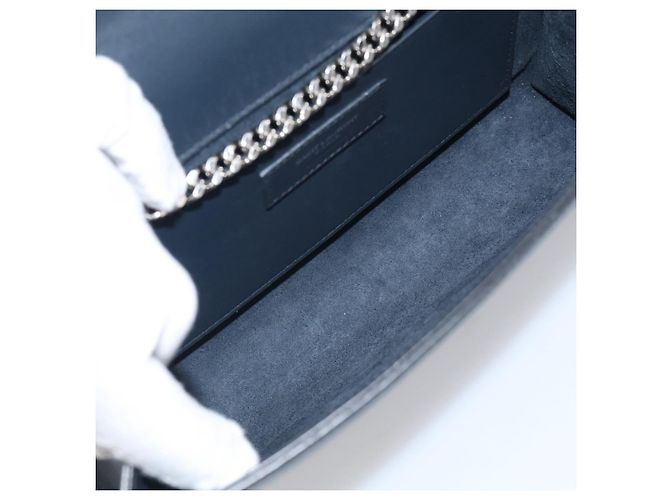 Autre Marque Saint Laurent Kate Chain Shoulder Bag Leather Navy Silver - vista 19