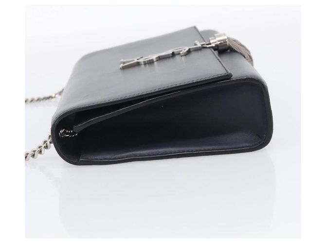 Autre Marque Saint Laurent Kate Chain Shoulder Bag Leather Navy Silver - vista 4