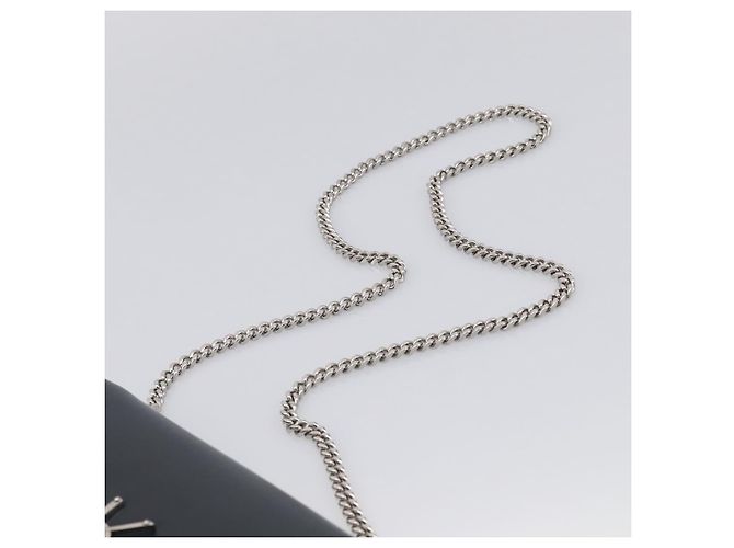 Autre Marque Saint Laurent Kate Chain Shoulder Bag Leather Navy Silver - vista 8