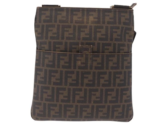 FENDI Zucca Canvas Shoulder Bag PVC Brown Black 7VA207 - vista 2