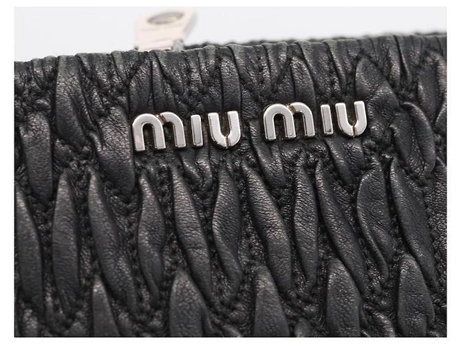Miu Miu Matelasse Chain Shoulder Bag Leather Black Silver - vista 18