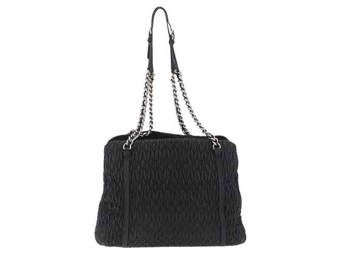 Miu Miu Matelasse Chain Shoulder Bag Leather Black Silver - vista 2