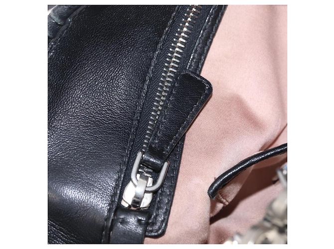 Miu Miu Matelasse Chain Shoulder Bag Leather Black Silver - vista 25