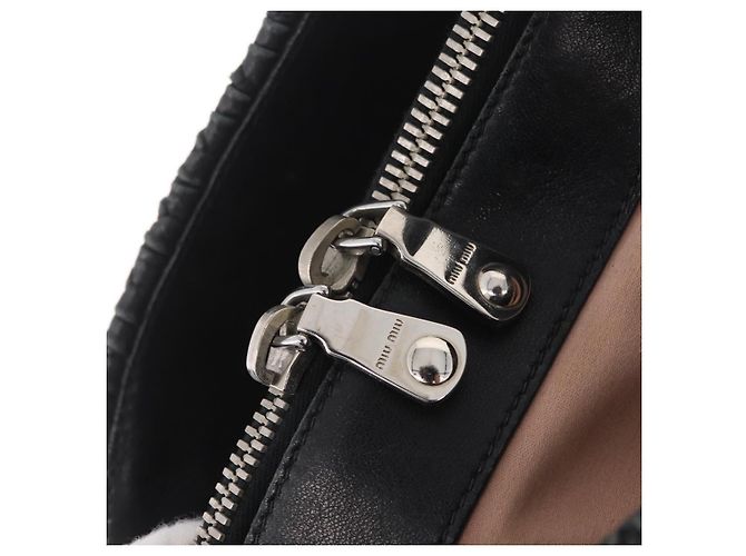 Miu Miu Matelasse Chain Shoulder Bag Leather Black Silver - vista 27