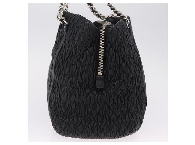 Miu Miu Matelasse Chain Shoulder Bag Leather Black Silver - vista 3