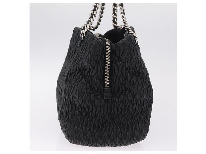 Miu Miu Matelasse Chain Shoulder Bag Leather Black Silver - vista 4