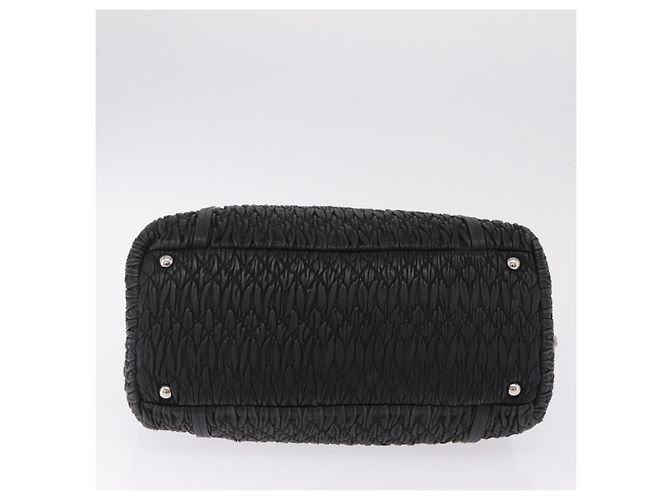 Miu Miu Matelasse Chain Shoulder Bag Leather Black Silver - vista 5